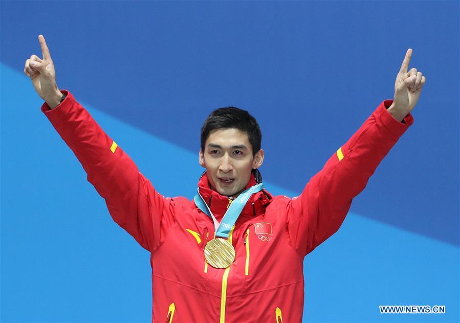 (SP)OLY-SOUTH KOREA-PYEONGCHANG-SHORT TRACK-MEN'S 500M-MEDAL CEREMONY