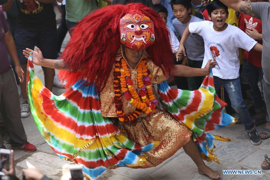 NEPAL-KATHMANDU-INDRAJATRA FESTIVAL-MASKED DANCER