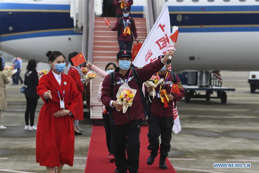 CHINA-GUANGXI-COVID-19-MEDICS-RETURN HOME-ARRIVAL (CN)