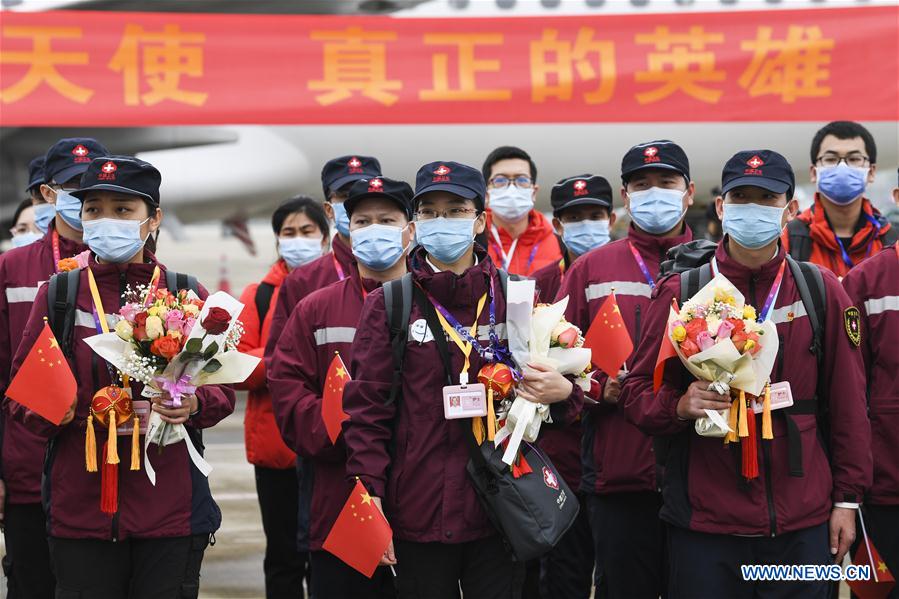 CHINA-GUANGXI-COVID-19-MEDICS-RETURN HOME-ARRIVAL (CN)